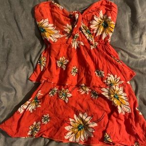 CHARLOTTE RUSSE STRAPLESS FLORAL MINI DRESS